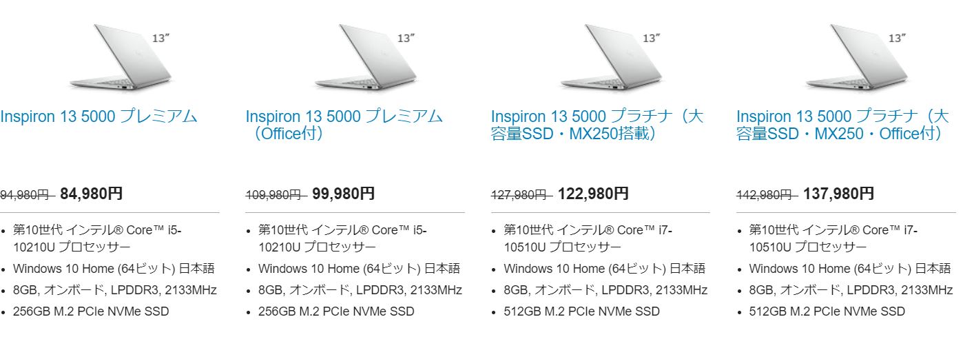 デル Inspiron 13 5000 Wifi (5391)レビュー専用GPU MX250も搭載可能な
