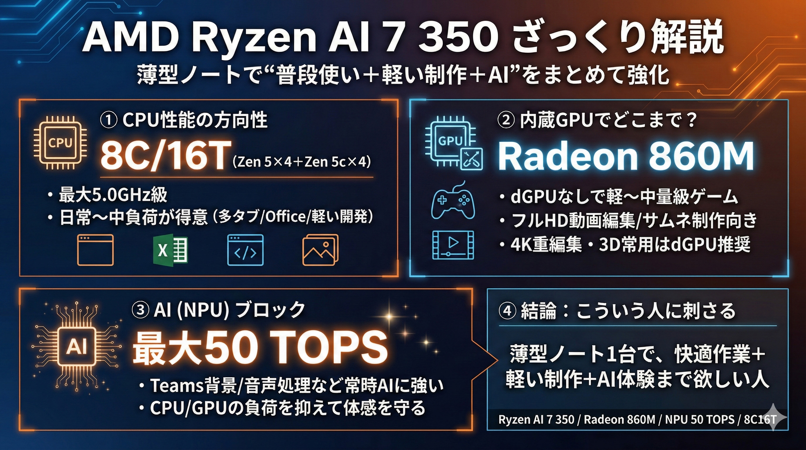 Core Ultra 7 258V 版と Ryzen AI 7 350 版、どちらを選ぶのが正解かHP