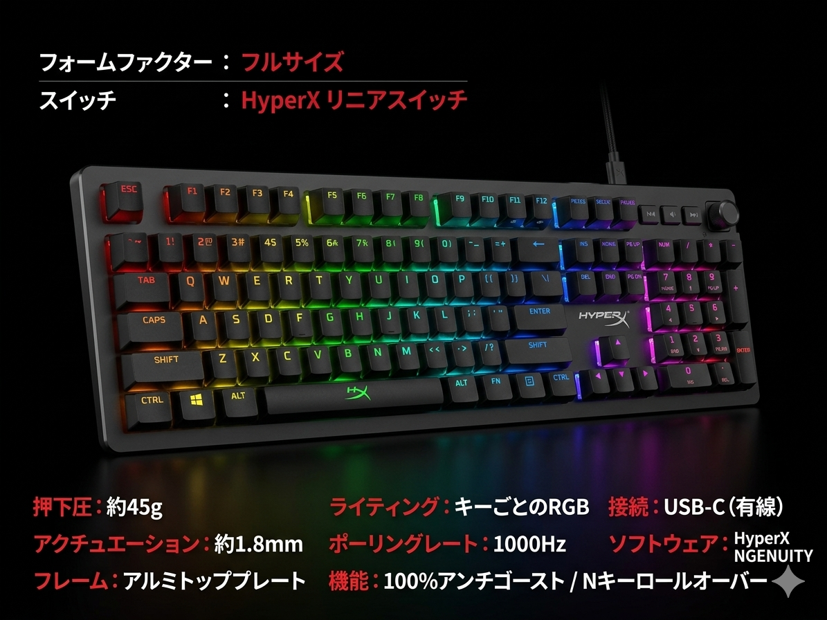 HyperX Alloy Rise レビュー高いカスタマイズ性と快適な打鍵感を両立