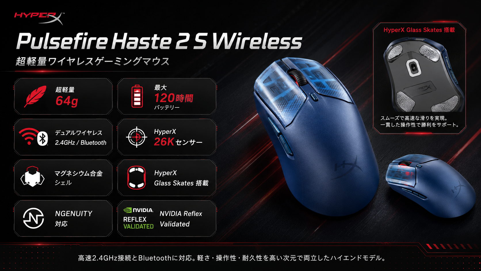 HyperX Pulsefire Haste 2 S Wireless 軽さ・高級感・滑りの良さを極め