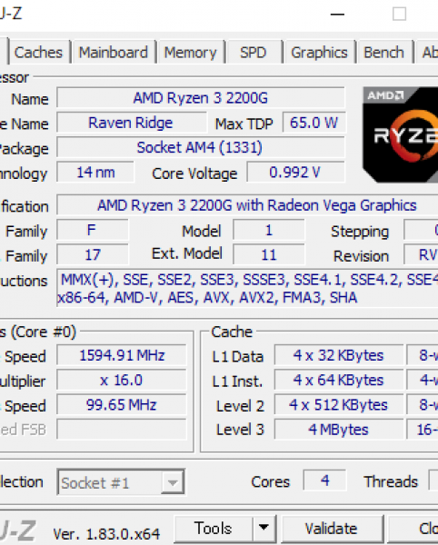 PCパーツAMD CPU Ryzen 3 2200G